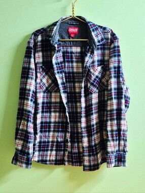 Coleman Blue, Red & White Plaid Flannel Shirt